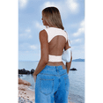 thumbnail image 5 of Womens Summer Tank Tops Sleeveless Crewneck Knit Slim Fitted Side Ruched Casual Basic Shirt White S, 5 of 7