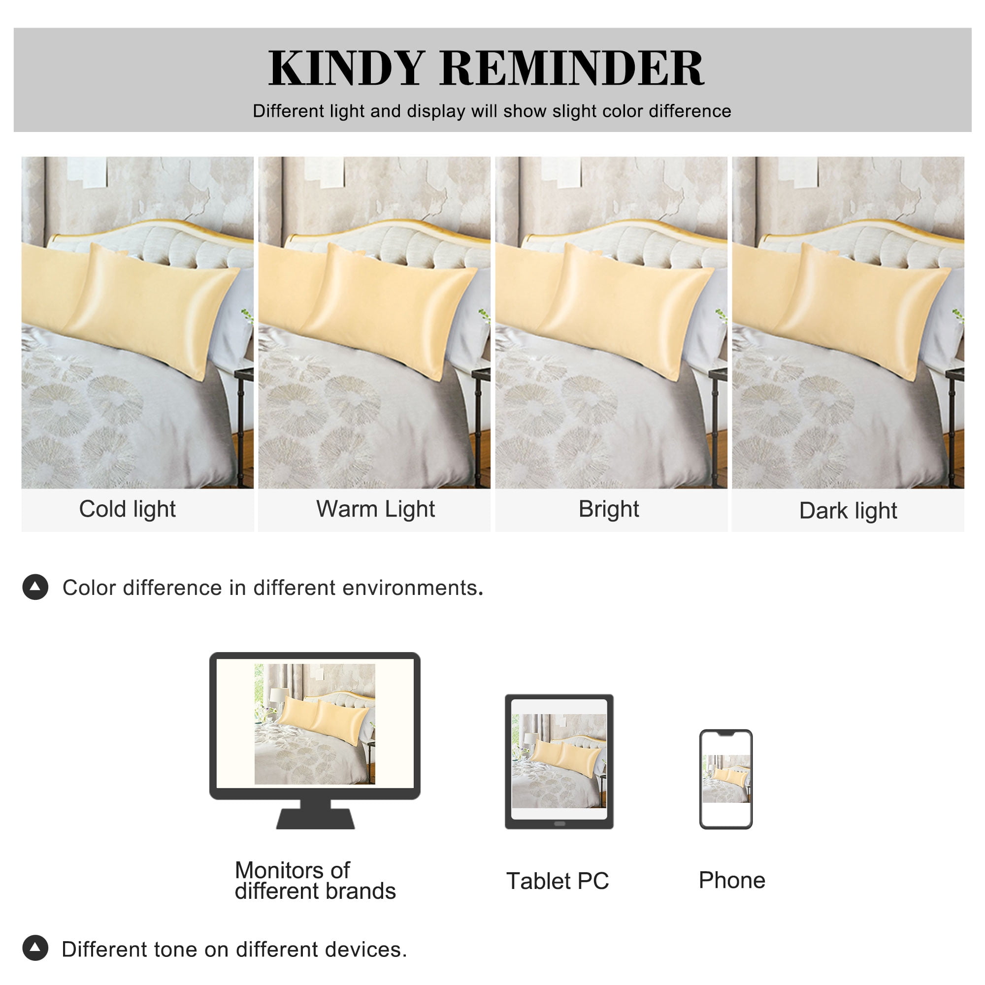 Unique Bargains Satin Envelope Closure Pillowcases Set of 2 Gold 20"x26"