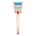thumbnail image 3 of 4.0ct square emerald cut turquoise 14k rose gold 3 stone Bridal Wedding Engagement Promise Anniversary Ring for Women size 7.25, 3 of 7