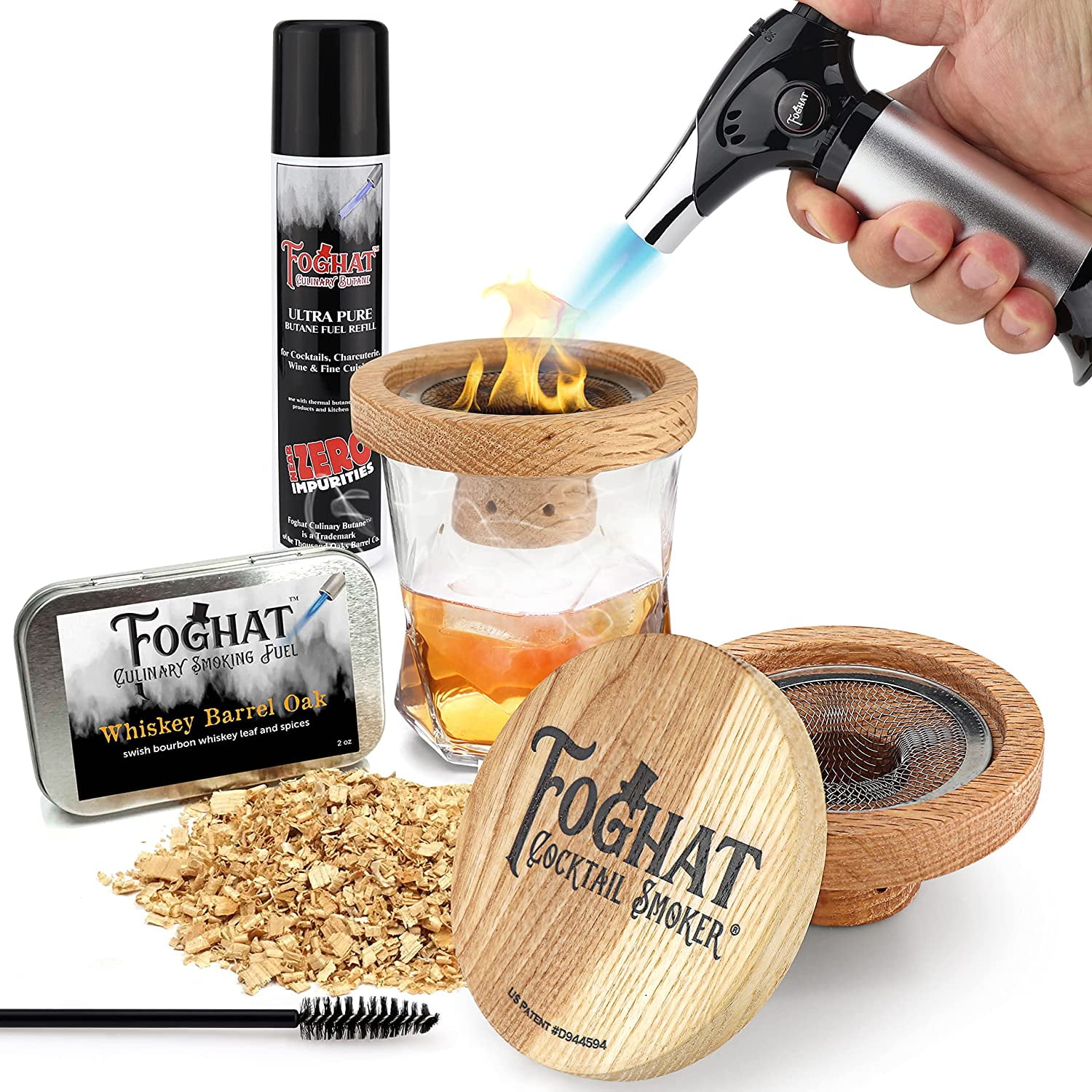 Foghat Cocktail Smoker Kit With Drink Smoker Torch, Infuser, Wood Chips
