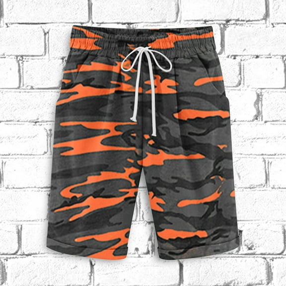 Nuoqisi Men's Cotton Casual Classic Shorts Elastic Waist Summer Beach Lightweight Board Slim-Fit Shorts Beach Sports Running 2026