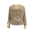 thumbnail image 5 of Aboser Sequin Tops for Women Evening Party Dressy Blouse Deep V Shirts Sparkle Long Sleeve Shirt Cocktail Night Shimmer Glitter Blouses, 5 of 6