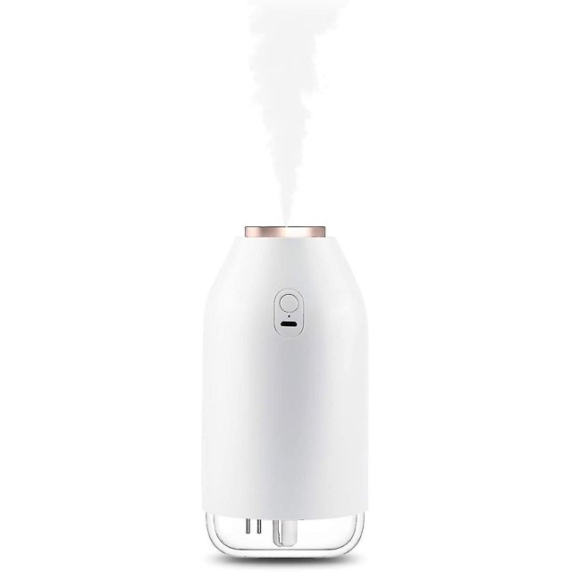 Humidificador USB para dormitorio, plantas, oficina, humidificador de niebla fría pequeño portátil de 300 ml con luz (blanco) Hs