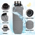 thumbnail image 4 of KEMIER Collapsible Water Bottles Leakproof Valve Reusable BPA Free Silicone Foldable Water Bottle for Sport Gym Camping Hiking Travel Sports Lightweight Durable 23.6oz 700ml（Grey）, 4 of 8