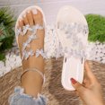 thumbnail image 4 of vokkrv Women's Flat Sandals Dressy Summer Open Toe Slip On Leather Slide Sandals White 9, 4 of 7
