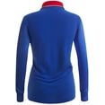 thumbnail image 3 of CLOVERY Women's Activewear 2-Button Long Sleeve Point Collar Polo Shirt (S-3XL), 3 of 5