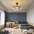thumbnail image 4 of 20" Black Glass Chandelier Ceiling Fan with Light Remote Control, Black Fandelier Ceiling Fans with Lights, Caged Mid Century with 6 Speeds for Bedroom, Living Room, Nursery, 4 of 11