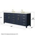 thumbnail image 4 of Beckett 84" Dark Blue Double Vanity & Giotto Quartz Top (3-Hole) & Gold Trim, 4 of 5