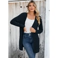 thumbnail image 3 of SHOWMALL Women Lightweight Cardigan Long Sleeve Button Down V Neck Casual Lightweight Knit Sweater Open Front Cardigan, US Size Large, Navy Blue, 3 of 8