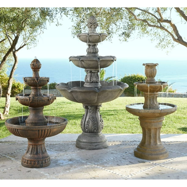 John Timberland Outside Tall 3-Tier Waterfall Fountain, 43