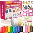 thumbnail image 2 of Polymer Clay DIY Earring Kit, 24 Colors with Gold Foil, Tools & Molds, Jewelry Making Set for Teens & Adults, 12+, 2 of 5