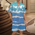 thumbnail image 2 of Men's Gradient Printed Satin Short Sleeve Button Up Pajama Loungewear Set for Comfortable Sleep and Relaxation at Home, 2 of 4