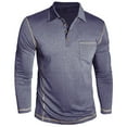 thumbnail image 5 of ZUKMRJPC Men's Long Sleeve T-Shirts Casual Half Button Down Lapel Solid Color Shirt Fall Lightweight Comfy Knit Cotton Pullover Tops with Pocket, 5 of 7