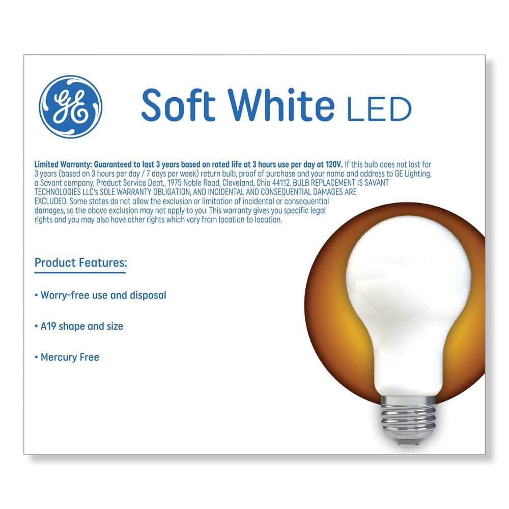 GE 93109188 12 Watts A19 Classic LED Non-Dim Light Bulb - Soft White (2/Pack)