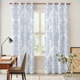 thumbnail image 4 of Blue Boho Floral Kitchen Curtains 84 Inch Length, Farmhouse Middle Century Flowers Grommet Top Bedroom Living Room Curtains, Light Filtering Cafe Curtain Drapes 2 Panels Set 84''x84'', 4 of 9