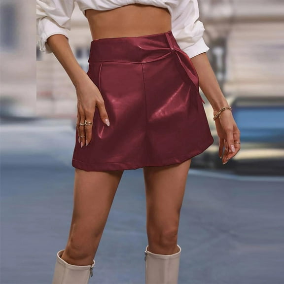 uublik Leather Shorts for Women Super Soft Lounge Shorts Wine