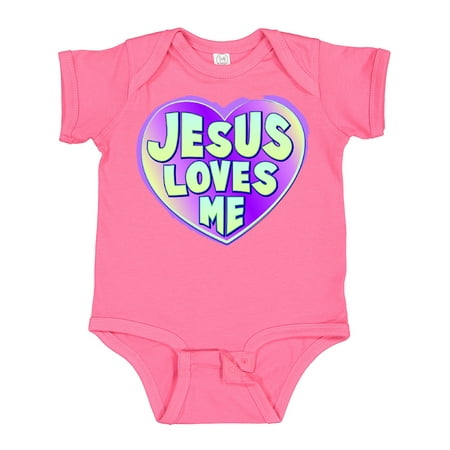 

Inktastic Jesus Loves Me Boys or Girls Baby Bodysuit