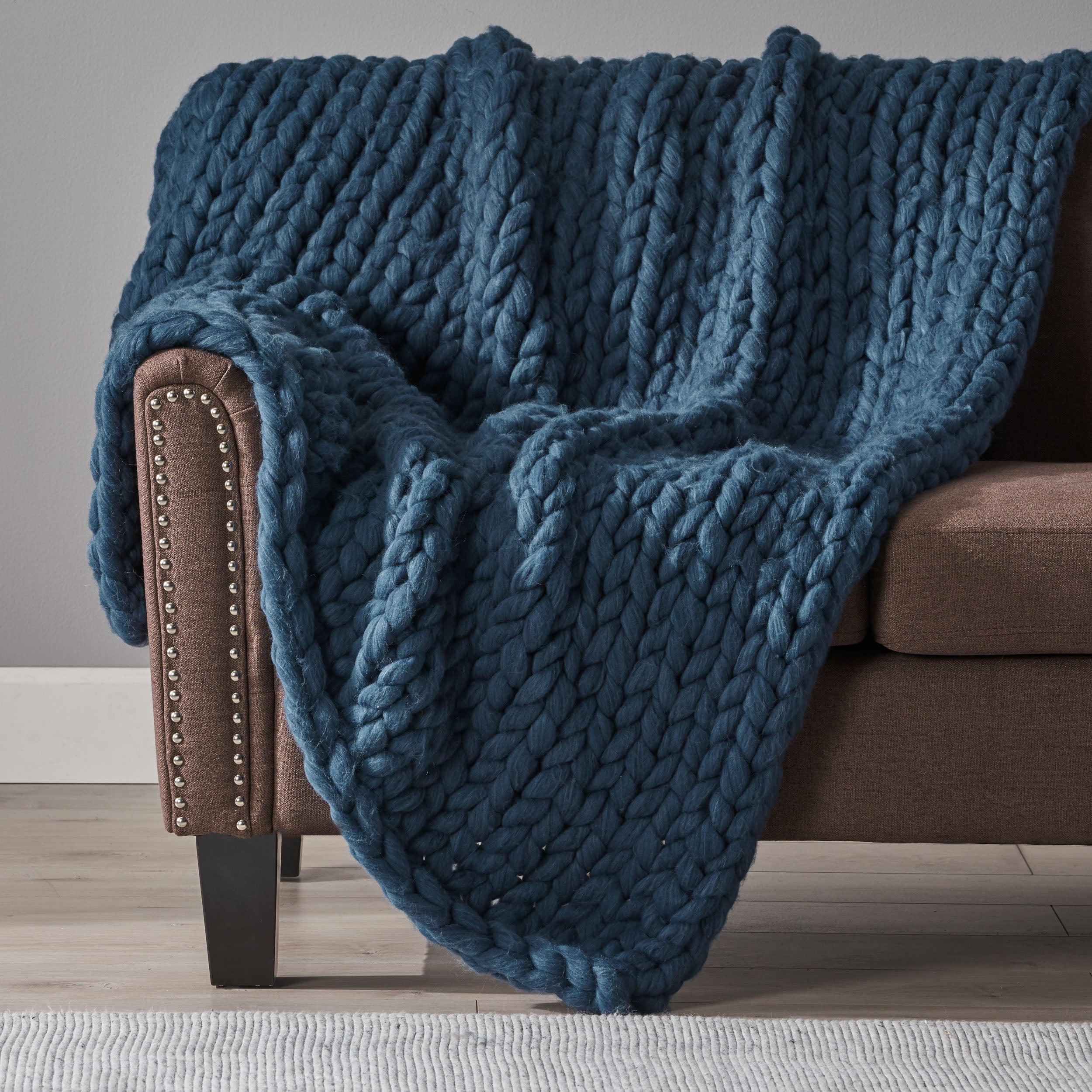 Jacqueline Blue Acrylic Throw Blanket