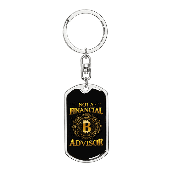 Financial Advisor Crypto Stainless Steel or 18k Gold Premium Swivel Dog Tag Keychain