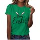 thumbnail image 1 of Mujeres de Manga Corta Tops Casual Nuevo Cuello Redondo Pascua, Ligera Camiseta de Poliéster Spandex, 1 of 4