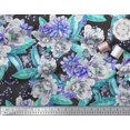 thumbnail image 2 of Soimoi Green Polyester Crepe Fabric Leaves & Floral Print Sewing Fabric BTY 52 Inch Wide, 2 of 3