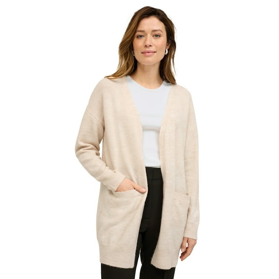ellos Plus Size Long Open Cardigan With Pockets