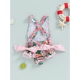 thumbnail image 4 of Suealasg Toddler Girl Summer One Piece Swimsuit Sleeveless Watermelon/Floral Print Swimwear 1T 2T 3T 4T 5T 6T Kids Little Girls Bathing Suit Beachwear, 4 of 7