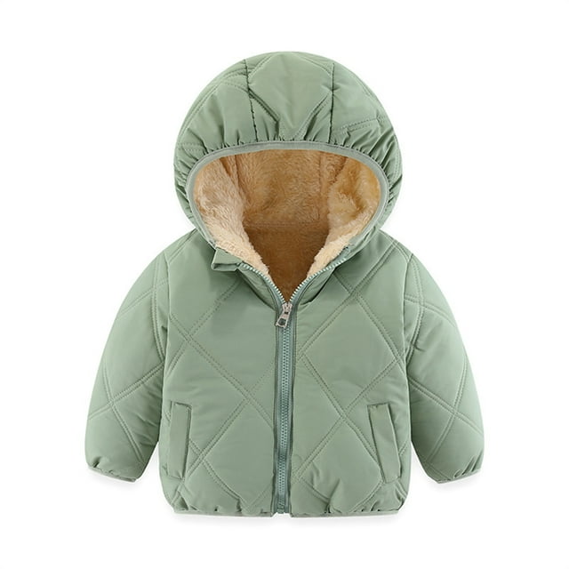 MIASHUI Manteaux d'Hiver à Capuche pour Bébés Garçons Filles, Veste de Neige Chaude, Vert Pâle, 4-5 Ans