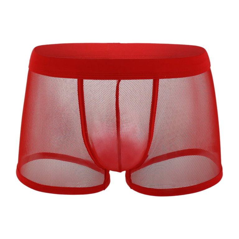 Men's Underwear Low Waist Sexy Breathable Mesh Boxers Fashion Young Guy  Boxer Sports Summer Net Red Underpant