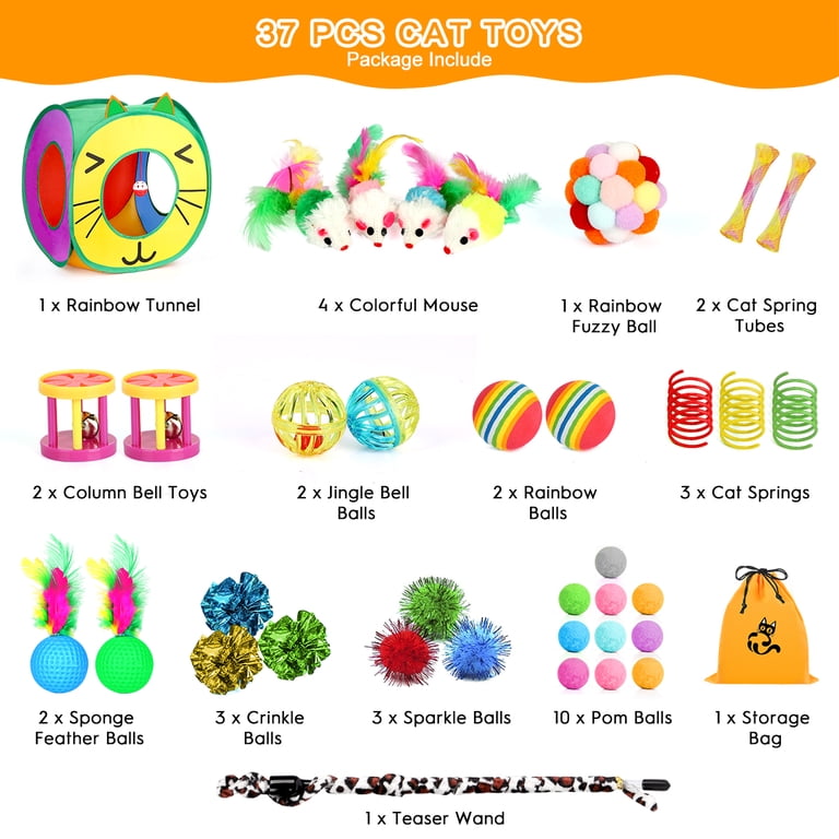 TAIMASI 37-Piece Cat Toy Set with Tunnel, Balls & Wands photo 4