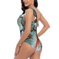 thumbnail image 4 of Sikiie Colorful Birds Pine Branch Print Women One Piece Swimsuits Tummy Control One Shoulder Bathing Suits Ruffle Swimwear, From S to XXL-Small, 4 of 6