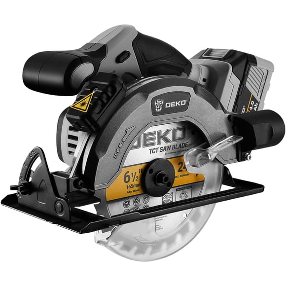 DEKOPRO 20V Cordless Circular Saw, 6-1/2-Inch Blade, 4500 RPM Circular Saw Cordless with 2 Battery and Charger( 4.0Ah )