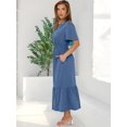 thumbnail image 4 of Vestido largo ANRABESS de verano con manga corta y cuello en V para mujer, 4 of 6