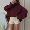 thumbnail image 6 of Red Sweatshirt for Women's 2023 Winter Sweaters Oversized Turtleneck Long Sleeve Chunky Knitted Tunic Pullover Tops Women Fall Clothes, 6 of 6