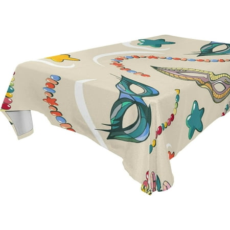 SKYSONIC Mardi Gras Tablecloth Waterproof Washable Polyester Square Table Cover Durable Tablecloth for Kitchen Dining Table Party Decor (54 X 54 Inch)