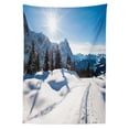 thumbnail image 3 of Ambesonne Nature Tablecloth Rectangular Table Cover, Mountain Pine Trees, 52"x70", White Blue, 3 of 4