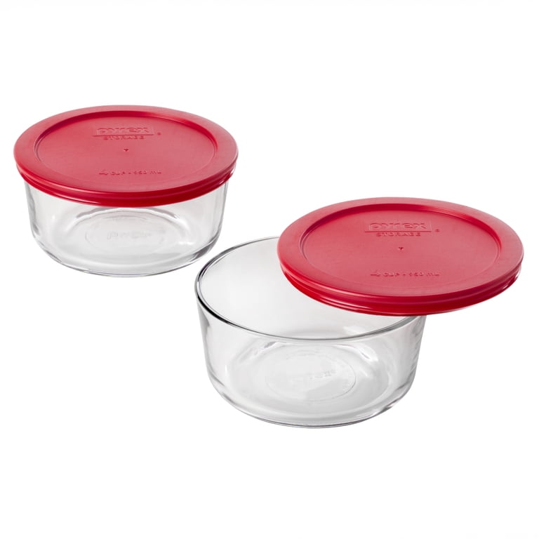 Pyrex Simply Store 4-Cup Glass Food Storage Set with Red Lids photo 2