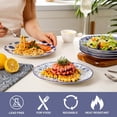thumbnail image 3 of Vintage Blue Ceramic Salad Plates Set - 8.5 Inch Round Dessert Dishes for Kitchen, Microwave Oven Dishwasher Safe, Scratch Resistant Porcelain, Set of 6, 3 of 8
