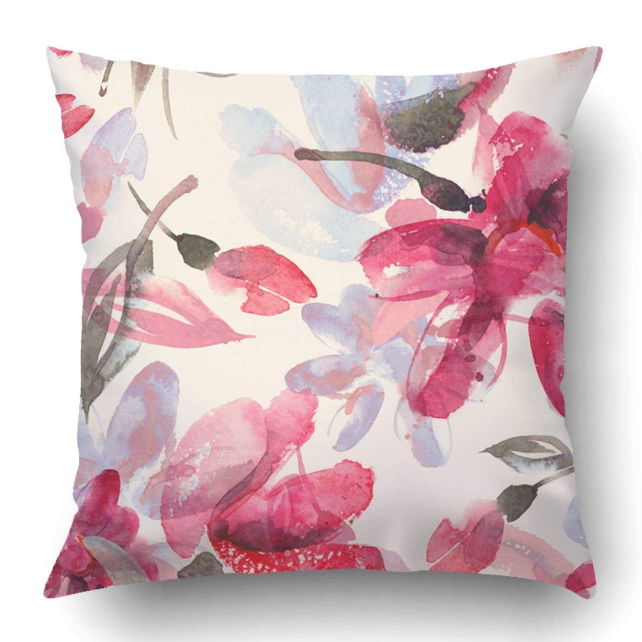 Watercolor Flower Pattern Decorative Throw Pillows Pillowcase Polyester Cushion