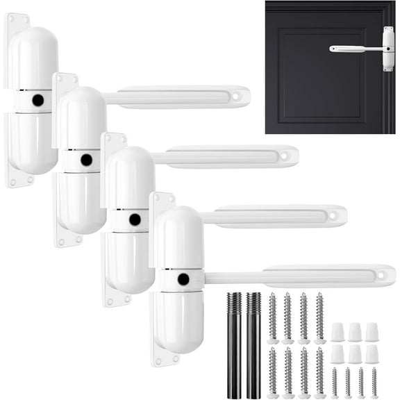 Lsupdaol 1 Sets Automatic Door Closer, Spring Door Closer Heavy Duty Self Closing Hinges, Convert Hinged to Self Closing Automatic Opener and Closer for Gate Garage Safety(White)