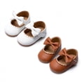 thumbnail image 2 of Bonario 2 Pairs Baby Girls Dress Shoes Infant Mary Jane Bowknot Flats Non-Slip Sole Princess Shoes for Newborn 3-18 Months, 2 of 8