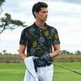 thumbnail image 6 of Balery Sunflowers Printed Men’s Short Sleeve Polo Shirt, Midweight Men's Shirt,Golf Polo shirts -Large, 6 of 9