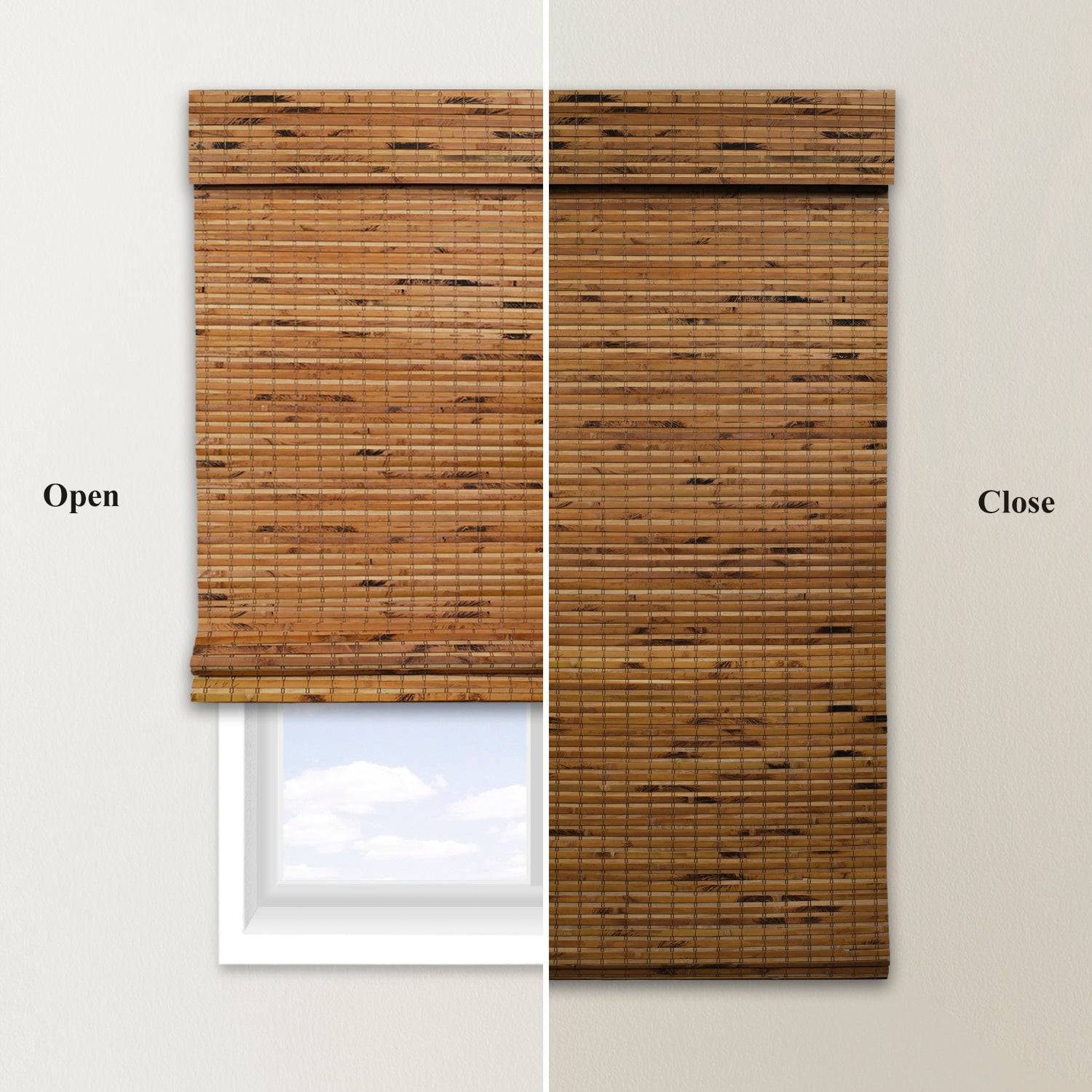 Natural Woven Light Filtering Cordless Bamboo Roman Shades for Windows, 22.5 in. W x 72 in. L, Maple