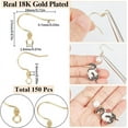 thumbnail image 4 of 1 Box 150Pcs Real 18K Gold Plated Earring Hook Fishhook Earring Hooks Bulk French Hook Earwires with Coil Ear Wire Earrings Findings for Jewelry Making Supplies DIY Dangle Earring Crafts DIY, 4 of 6