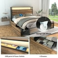 thumbnail image 5 of LED Bed Frame Full Size with 2 USB Ports and Outlets, Platform Metal Bed Frame with 4 Storage Drawers and Headboard, No Box Spring Needed, Noise-Free(Vintage Brown-FULL), 5 of 9