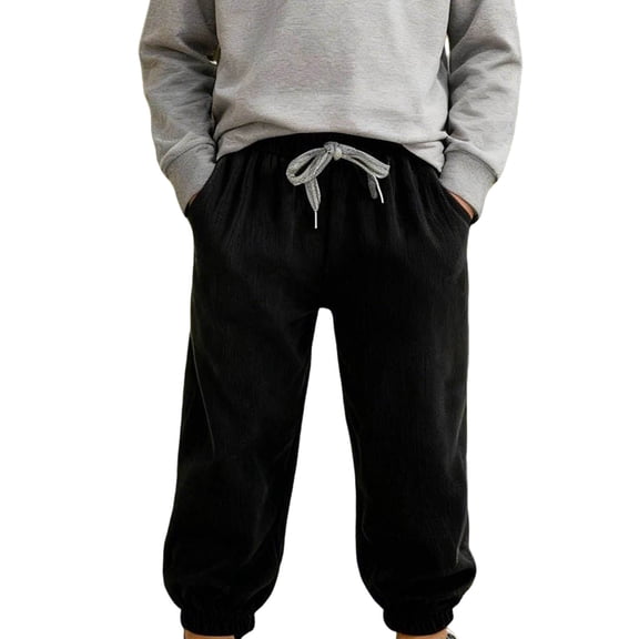 Generic Corduroy Sweatpants for Boys Girls Baggy Joggers Pants School Trousers/Drawstring Loose Fit Joggers Trouser
