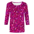 thumbnail image 3 of Women's Casual Crew Neck Carnival Sequin Effect 3/4 Length Sleeve T Shirts Top Womens Long Sleeve Tee Long Sleeve Tee Shirts for Women Long Sleeve Spandex Top New Day Womens Shirt Solid T Shirt, 3 of 3