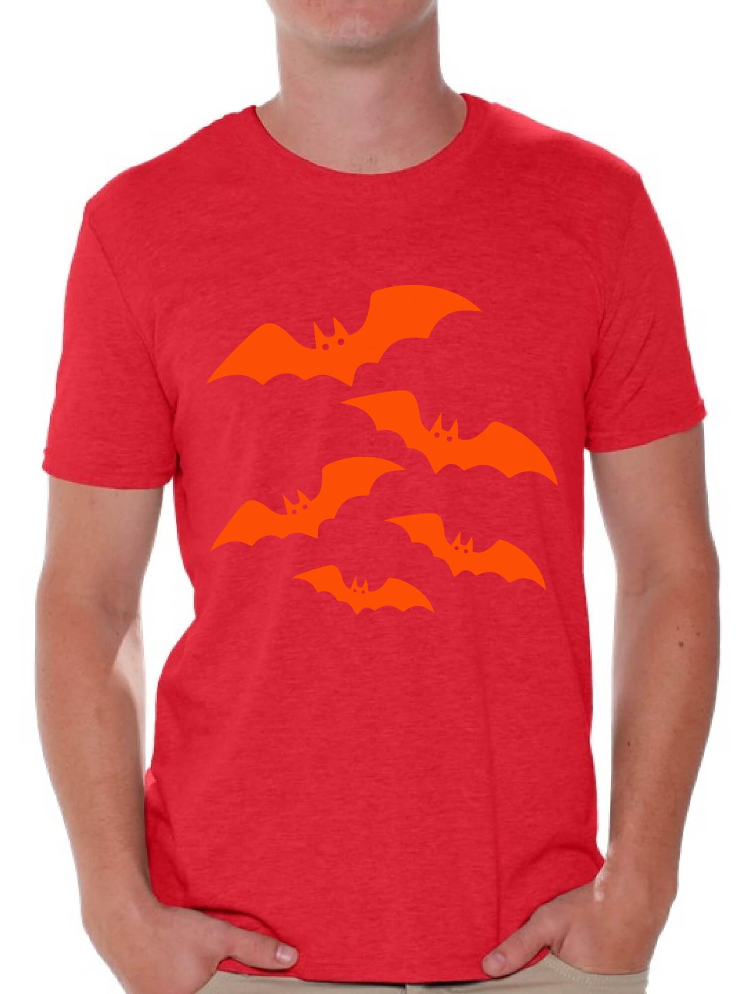Awkward Styles Orange Bats Tshirt for Men Halloween Bats Shirt Men's