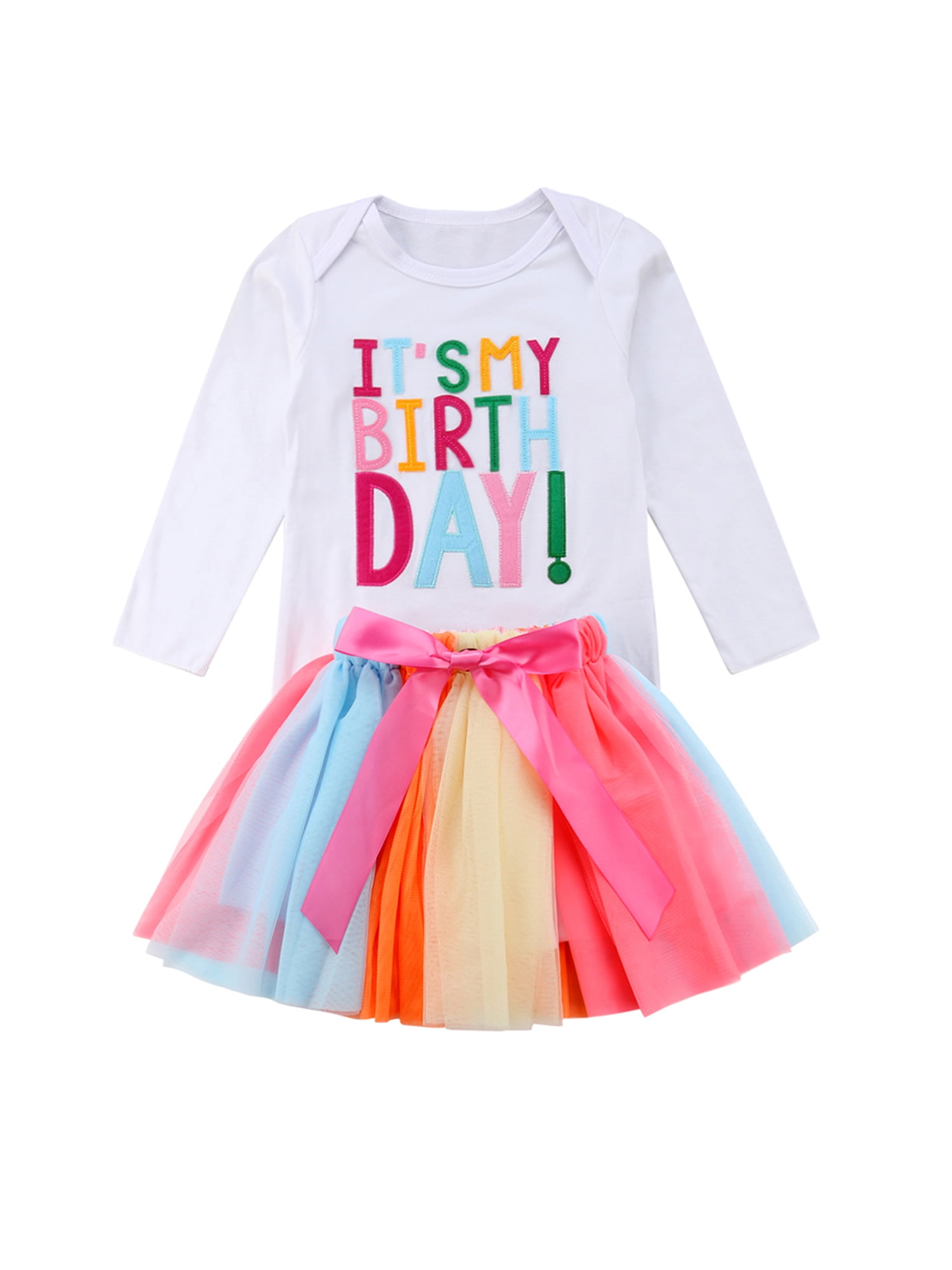 US Toddler Kids Baby Girl Autumn Outfit Clothes T-shirt Tops+Tutu Skirt 2PCS Set