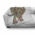 thumbnail image 3 of Psychedelic Soft Flannel Fleece Throw Blanket, Large Eastern Trippy Pattern Boho Art Savannah Illustration, Cozy Plush for Indoor and Outdoor Use, 50" x 70", Multicolor, by Ambesonne, 3 of 6